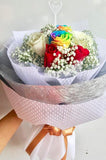 Rainbow with Red & White Roses