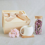 FLOWER TEA PINE WOOD GIFT SET 02 - FRENCH ROSE (Klang Valley Delivery)