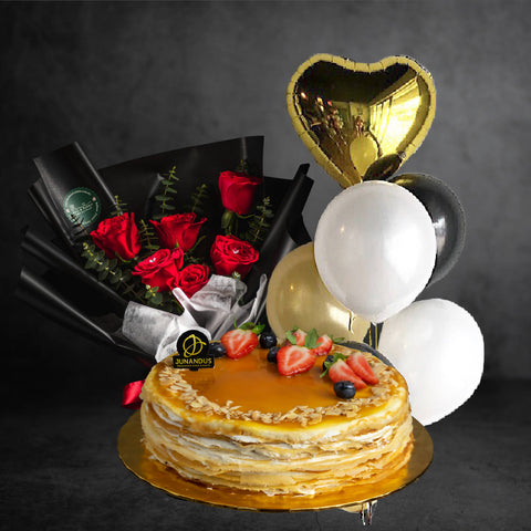 Cake + Flowers + Balloons Bundle