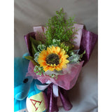 Baby Bear Plush Toy With Artificial Sunflower Bouquet (Nationwide Delivery)