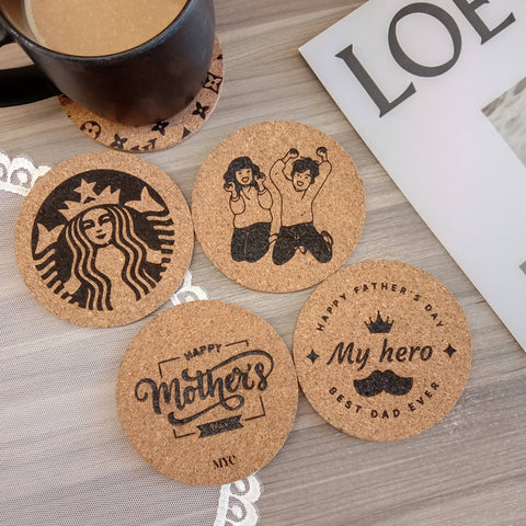Personalised Cork Coaster - 5 in 1 Set