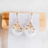 CNY 2024 Blooming Prosperous Leaves White Gold Earring (Nationwide Delivery)
