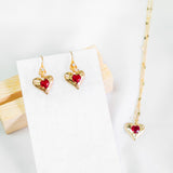 Rogue Red Gem Heart Necklace Earring Set (Nationwide Delivery) - Valentine's Day Flowers & Gifts 2025