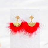 Diamond Red Pink Fan Bunny Rabbit Furry Earring (Nationwide Delivery) - CNY Hampers & Gifts 2025