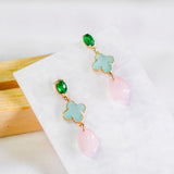 Prosperous Lucky Clover Mint Pink Oriental Earring  (Nationwide Delivery) - CNY Hampers & Gifts 2025