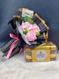 3 Stalks Soap Roses With Ferrero Rocher (Artificial Flower) | (Klang Valley Delivery Only)