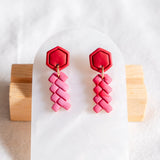 CNY 2024 Crimson Red Gradient Firecracker Handmade Polymer Clay Earring (Nationwide Delivery)