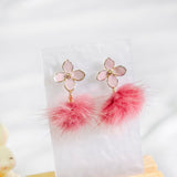 Rose Pink Flower Bunny Rabbit Furry Earring (Nationwide Delivery) - CNY Hampers & Gifts 2025