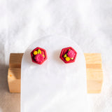Peony Crimson Red Flower Stud Handmade Polymer Clay Earring | (Nationwide Delivery)