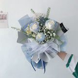 V2023 Ice Blue Rose Bouquet ( Fresh Flower ) (Johor Bahru Delivery)