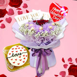 Valentine's Day 2023 Love You Bouquet With Tasty Bento Cake (Artificial Flower) (Penang Delivery Only)