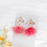 Rose Pink Flower Bunny Rabbit Furry Earring (Nationwide Delivery) - CNY Hampers & Gifts 2025