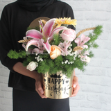 Sweet Mauve Flower Hat Box (Klang Valley Delivery)