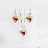 Rogue Red Gem Heart Necklace Earring Set (Nationwide Delivery) - Valentine's Day Flowers & Gifts 2025