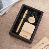 Classic Gift Set #8 - Personalized Bamboo Gel Pen, Phone holder, Granola/ Wooden Name Keychain (Nationwide Delivery)