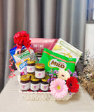 'Mother's Day 2024' Bird Nest Healthy Basket with Fresh Flowers Arrangement (Ipoh Delivery Only)