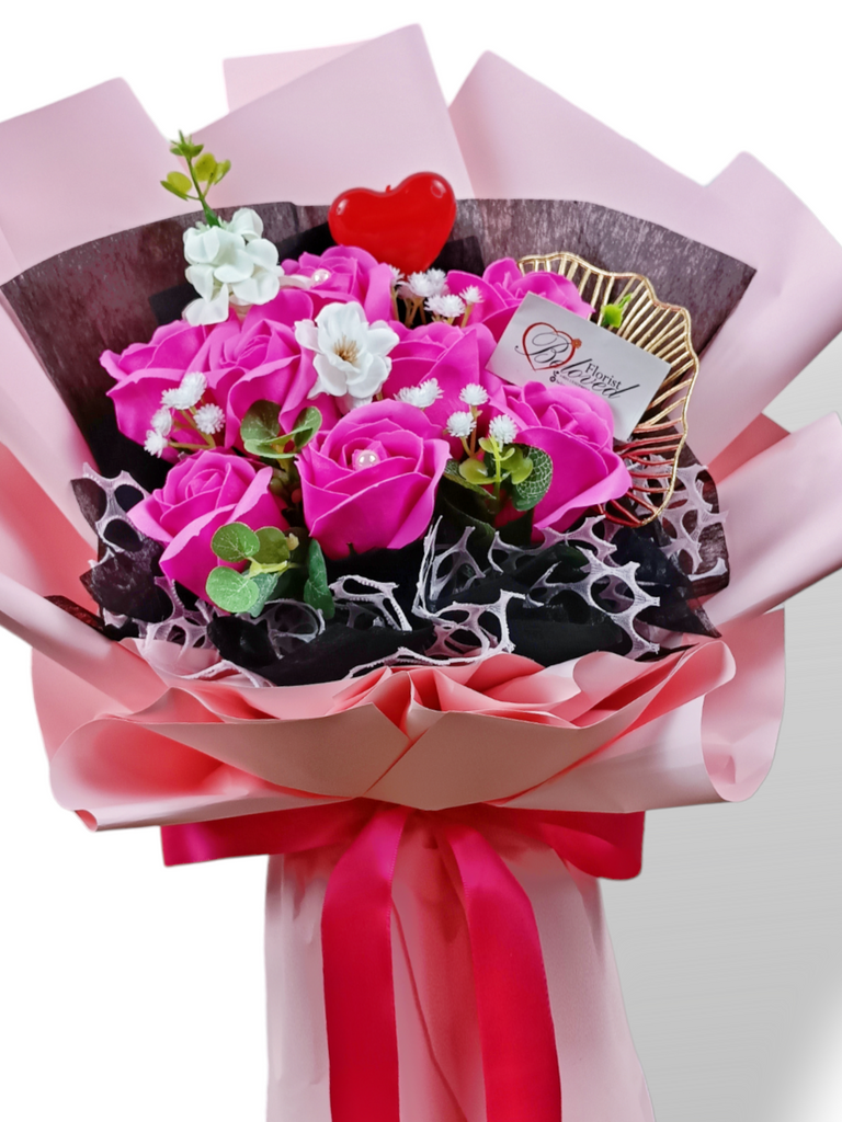 Cherry Pink Soap Rose Bouquet Artificial Flower (Klang Valley Delivery ...