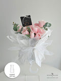 Scentales Minimalist Pink Rose Flower Bouquet with Vase  (Klang Valley Delivery)