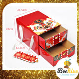 CNY 2024 Lion Dance Premium Drawer Chinese New Year Snack Cake & Fortune Cookies Gift Box (West Malaysia Delivery)