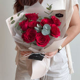 Scentales Minimalist Red Rose Flower Bouquet (Brown) - (Klang Valley Delivery)