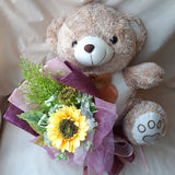 Teddy Bear With Artificial Sunflower Bouquet and Kisses Chocolate Gift Box (Klang Valley Delivery)