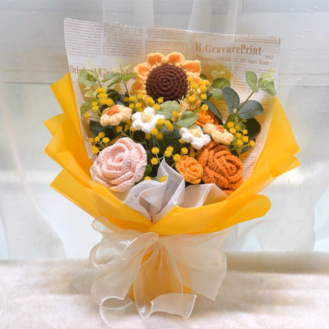 Handmade Crochet Flower Bouquet - Sunshine (Nationwide Delivery)