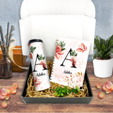 Personalised Thermal Flask with Hardcover Journal Gift Set - Floral Foliage (West Malaysia Delivery Only)