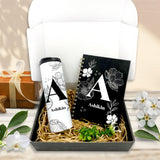 Personalised Thermal Flask with Hardcover Journal Gift Set - Monochrome | West Malaysia Delivery Only
