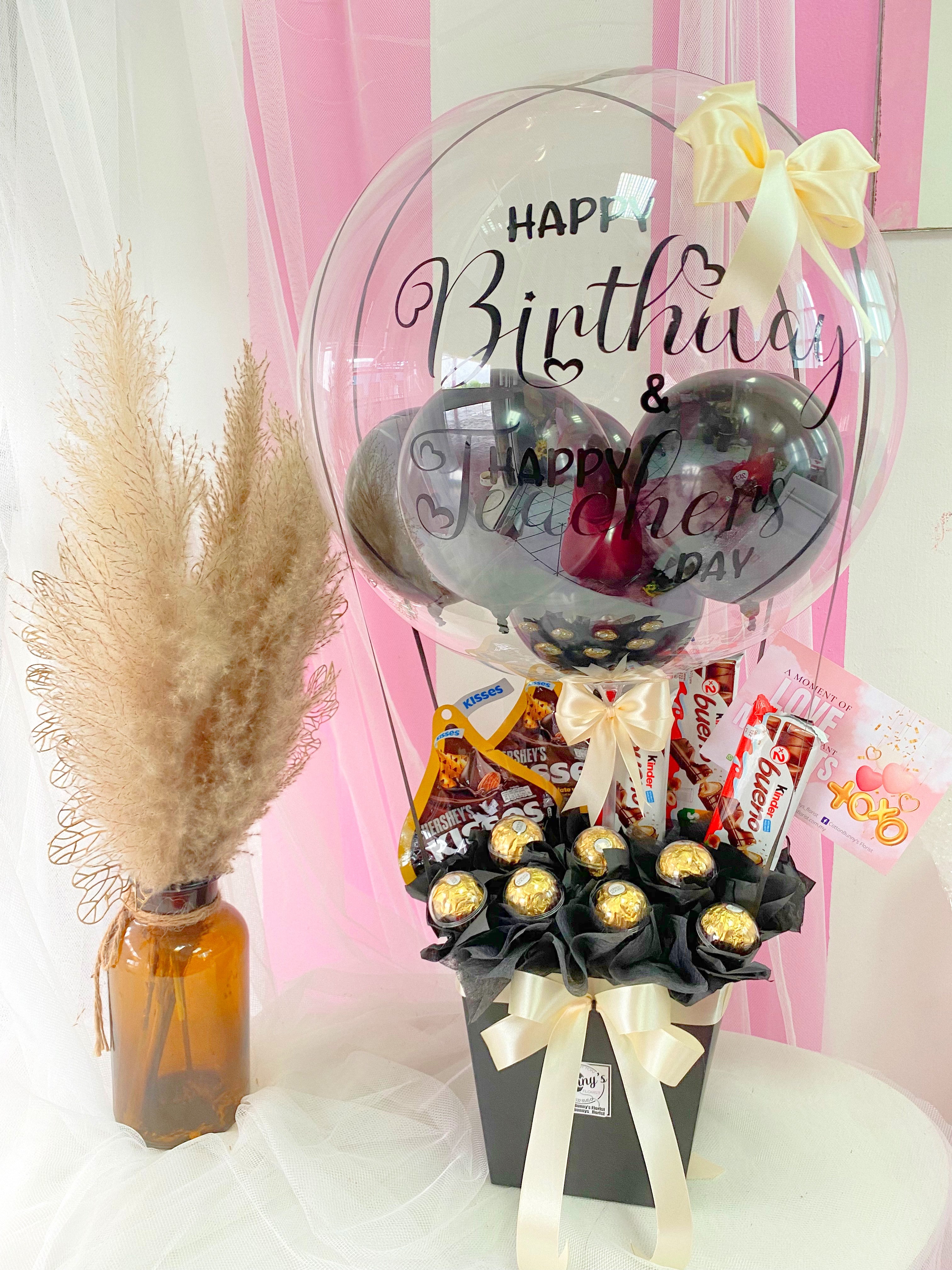 Mix Chocolate With Balloon Bouquet - Happy21 Online Florist's Flower on