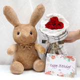 LV Bunny With Fresh Roses Bouquet Giftset (Klang Valley Delivery Only)