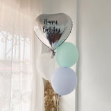 Silver Blue Green Helium Balloon Set
