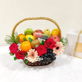 Golden Fruit Basket With Fresh Flower (Klang Valley Delivery)