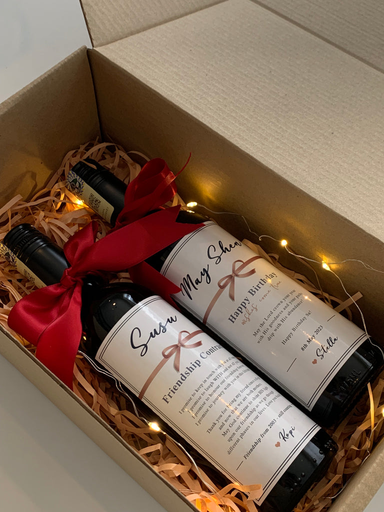 Mini Red Wine (375ml) Gift Set with Personalised Name and Message (Wes