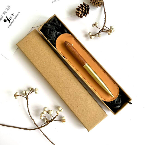 Personalised Leather Pen Case & Wooden Pen | Nationwide Delivery
