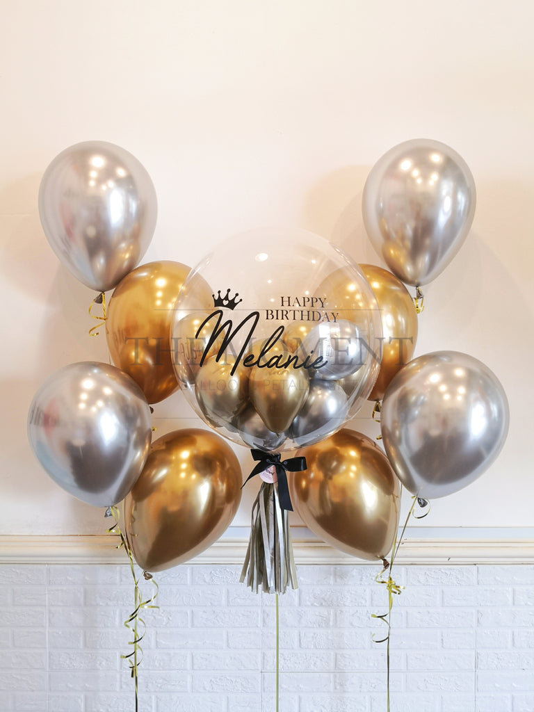 Signature Helium Bubble Balloon with Two Helium Classic Balloon Bundle