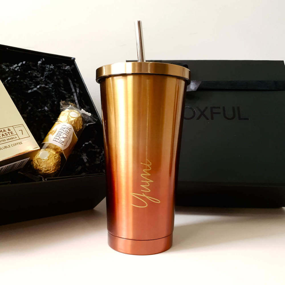 [Corporate Gift] Personalized Orange Travel Mug & Snacks (West Malaysi
