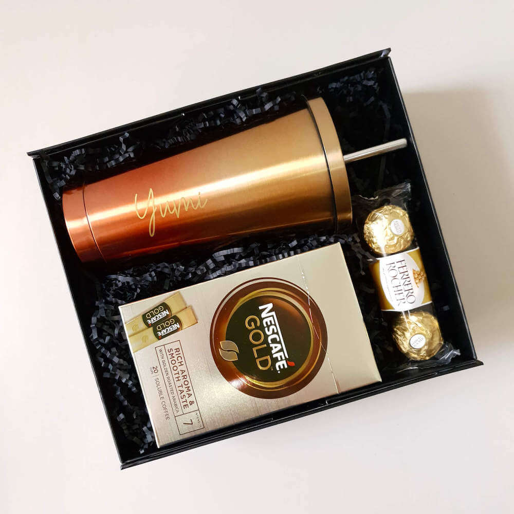 [Corporate Gift] Personalized Orange Travel Mug & Snacks (West Malaysi