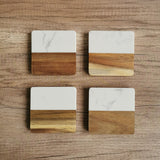 Personalised Marble Wood Coaster Set Square (Nationwide Delivery)