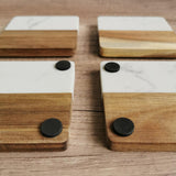 Personalised Marble Wood Coaster Set Square (Nationwide Delivery)