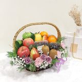 Golden Fruit Basket With Fresh Flower (Klang Valley Delivery)