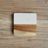 Personalised Marble Wood Coaster Set Square (Nationwide Delivery)