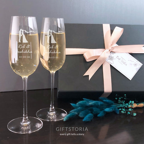 Personalized Champagne Glass Set 7Oz (Design CG08) | Nationwide Delivery