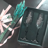 Personalized Champagne Glass Set 7Oz (Design CG03) | Nationwide Delivery