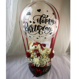 Hot Air Balloon Ferrero Roses with Bear Heart Shape Box