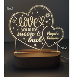 Personalized Wooden LED Lamp (Heart Shape Design) | (Nationwide Delivery)