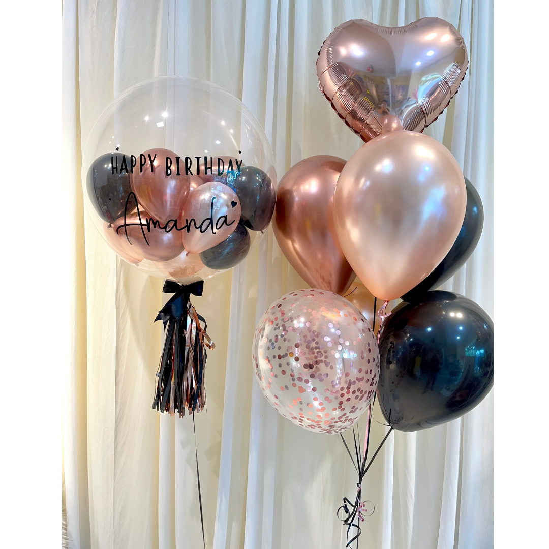 Number 24 twenty four made of rose gold inflatable balloons