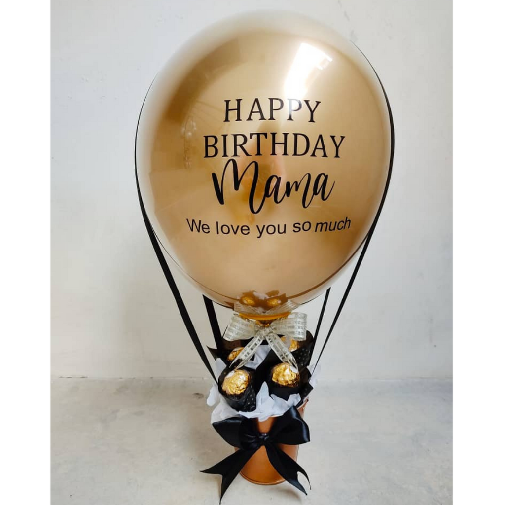 18 inch Clear Bubble with Metallic Gold Insert Hot Air Bouquet