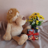 Lion Roar Soft Toy, Chocolate and Sunflower Arrangement Gift Set (Klang Valley Delivery)