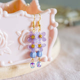 Ethereal Flower #1 Lavender Hydrangea Handmade Flower Gold Earring