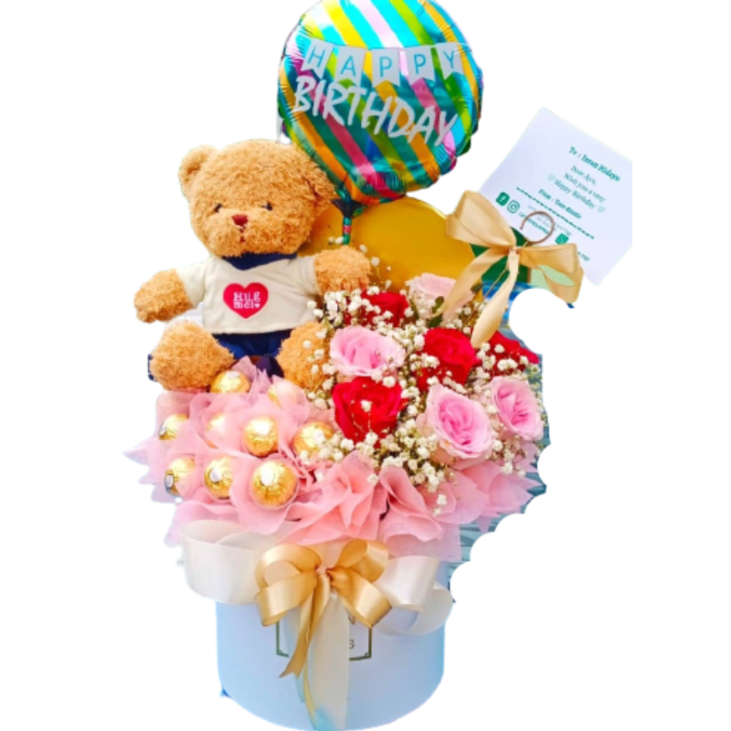 Alia Happy Flower and Chocolates Gift Box (Medium) | Johor Bahru Delivery  Only